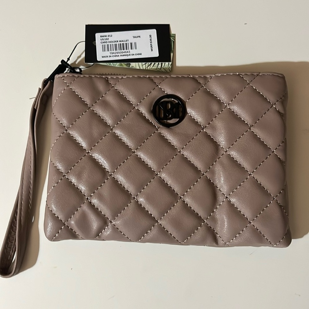 NWT Badgley Mishka quilted card holder vegan leather wallet